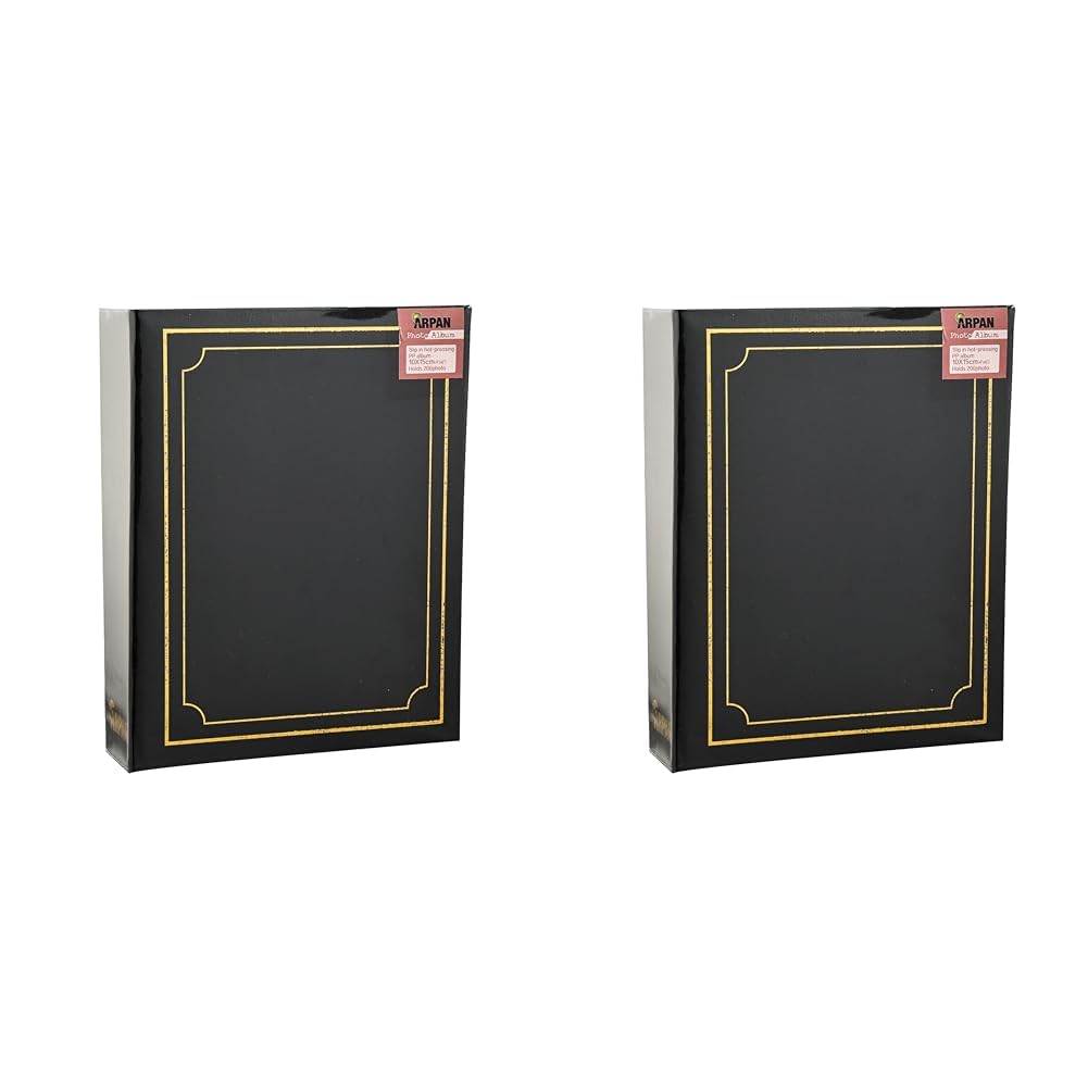Arpan 6x4 Plain Photo Album with 200 Pockets (Black) (Pack of 2)