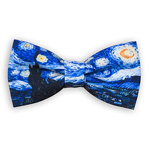 Van Gogh Starry night bow tie, Dark Night Bow tie Mens Art bow tie