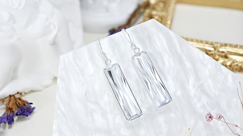AeraVida Modern Sterling Silver Dangle Prism Earrings - Long Crystal Rectangle Earrings2
