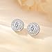 Geelein Cubic Zirconia Stud Earrings 925 Sterling Silver Post Round Halo Bridal Wedding Stud Earrings Hypoallergenic for Women 8MM/9MM, Silver, 8MM