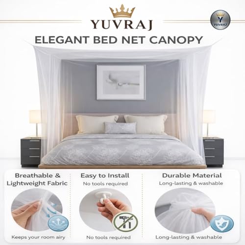 Image of Yuvraz Mosquito Net for Bed | Foldable & Breathable Bed Net with Strong Mesh | All-Round Protection from Mosquitoes, Flies & Insects Ideal for Double /Single Bed (Olive Green, 4 * 6.5 ft)