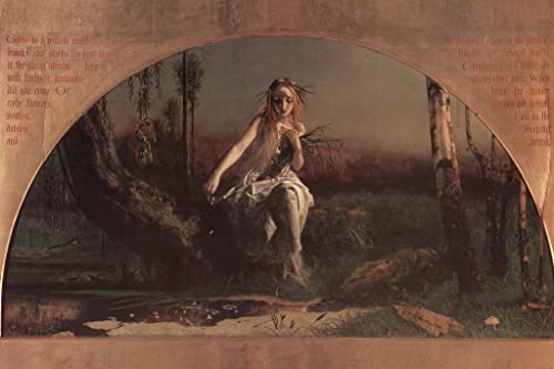 Ophelia By Arthur Hughes Fine Art Prints Pre Raphaelite Brotherhood Painting 1852 Shakespeare Artwork Vintage Illustration Art Poster Ornamental Design Cool Wall Decor Art Print Poster 12X18 #TOP29