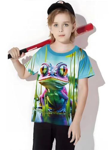 Image of Frogwill Boys Girls Shirts 3D Graphic T-Shirt Neon Clothes Short Sleeve Animal Print Tee 5-13 Years
