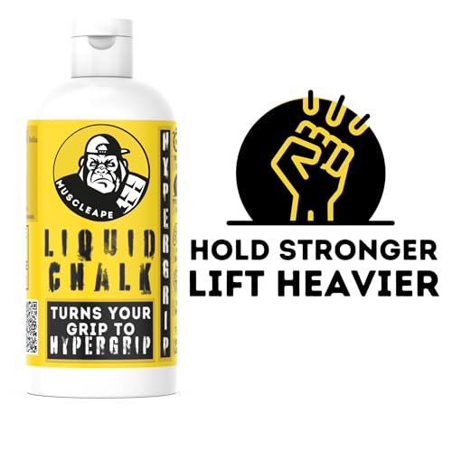 Image of Muscleape Liquid Chalk for Titanium Strenght Dry Grip.Sweat Free Hands for Weightlifting, Gym, Rock Climbing, Calisthenics, Gymnastics, Crossfit, Bodybuilding Sufficient for 150+ Lifts. 210 Ml.