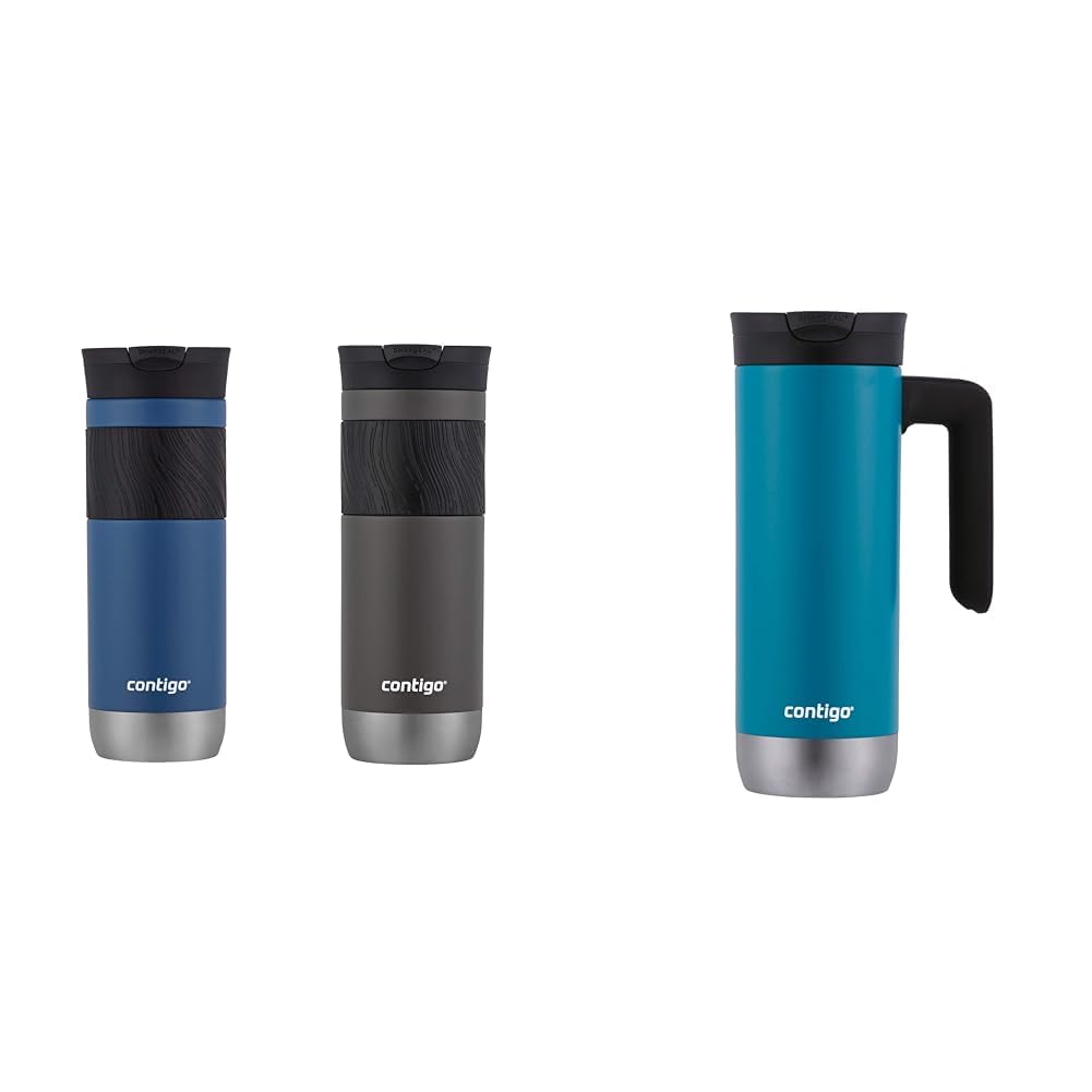 Contigo Byron Vacuum-Insulated Stainless Steel Travel Mug 2-Pack & Superior 2.0 Stainless Steel Travel Mug with Handle and Leak-Proof Lid, Double-Wall Insulation Keeps Drinks Hot up to 7 Hours