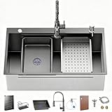 Stainless Steel Kitchen Sink with Faucet: 30-Inch Drop In...
