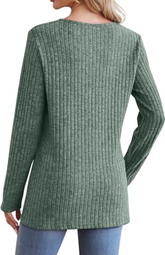 Image of Jescakoo Long Sleeve Shirts for Women Crew Neck Fall Tops Side Split Lightweight Tunic Sweaters Fashion Clothes 2025 S-4XL