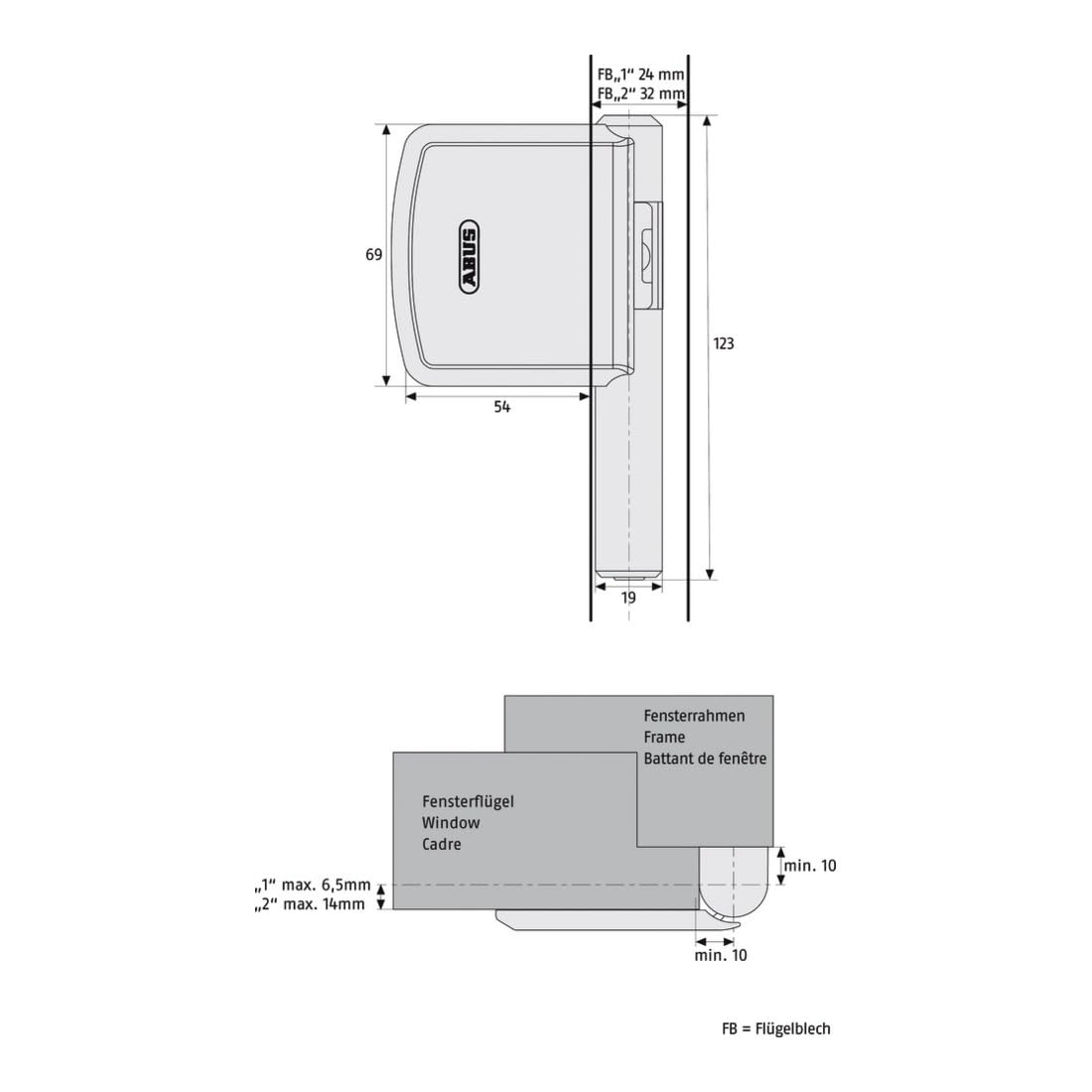 ABUS Seguro Lateral para Bisagras FAS101 - Bisagra de Seguridad Adicional para Ventanas - Nivel de Seguridad ABUS 10 - 27952- Plata