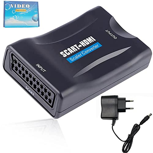 ruizhi Conversor Euroconector a Hdmi, 720P/1080P Adaptador Euroconector a Hdmi para TV, Scart a Hdmi Convertidor de Audio de Vídeo para HDTV Proyector STB VHS Xbox PS3 Sky BLU-Ray DVD Cover