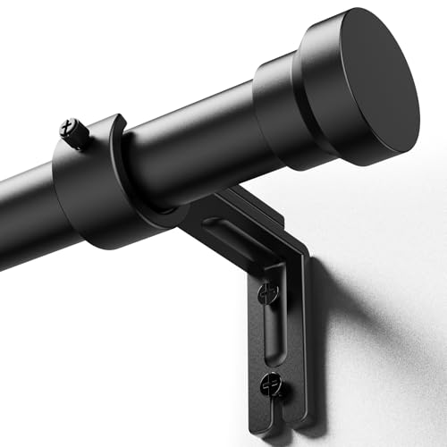 Image of YaFex Curtain Rods 32-114 Inch, Heavy Duty 1 Inch Diameter Black