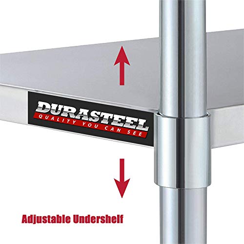 Image of DuraSteel Galvanized Under Shelf for Work Tables - Extra Adjustable Lower Shelf for 24 inch x 60 inch Stainless Steel and Wooden Worktables - Fits for use in Restaurant, Warehouse, Home, Kitchen, Garage