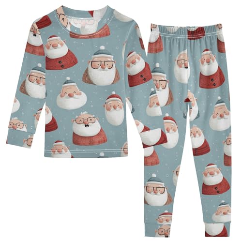 Pajama Sets Long Sleeve Santa Claus Pattern Prints Soft Comfy Sleepwear 2 Piece PJS 3-8T
