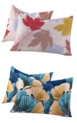 Image of RD TREND Glace Cotton Assorted Pillow Cover Set of 2 (4 Pcs) - Premium 210 TC, Standard Size 18 inchx28 inch | Soft & Breathable Floral Printed Design for Bedroom |Multi 1
