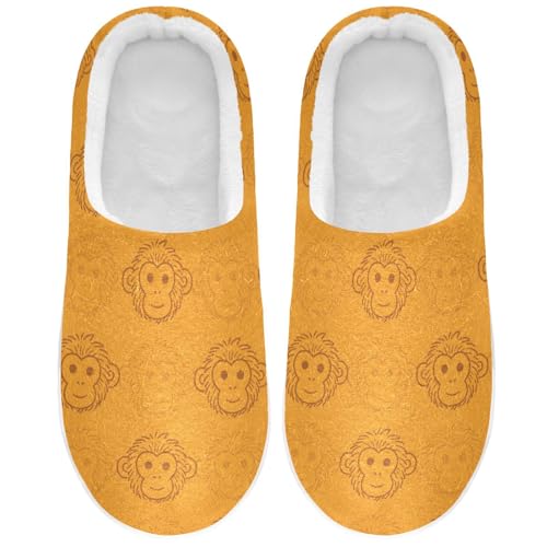 Cute Monkey Orange Mens Womens Slippers Cozy Memory Foam Slippers Slip On Warm House Shoes for Indoor Outdoor Size 16/17 2301317