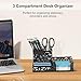EasyPAG Desk Organizer with 3 Compartment for Pencil Sticky Note Holder and Office Accessories,Black
