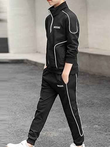 Hansber Kids Boys Hooded Tracksuit 2 Piece Sweatsuit Color Block Jacket Long Sleeve Sweatshirt Jogger Pants Clothes Set 2 41iDF1aU2nL. AC