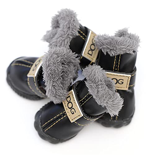 Wood.L Bottes pour Chien - Bottes De Neige Imperméables pour Chiens, Protection des Pattes pour Chiens, Bottes De Neige Extérieures Antidérapantes Et Chaudes pour Petits Chiens, Noir, S/M/L Cover