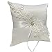 Coussin d'oreiller de porteur d'anneau de cérémonie de mariage avec la soie perlée de dentelle de perle Cadeaux Bande Bagues