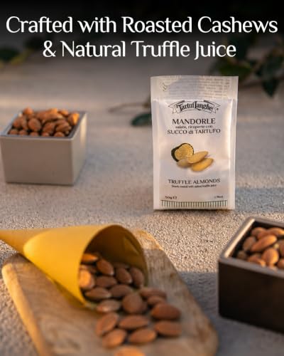 Image of TartufLanghe Truffle Almonds - Lightly Salted, Roasted Nuts Coated with Natural Black Truffle Juice, for Snacks, Topping Salads, and Appetizers - 1.76 oz