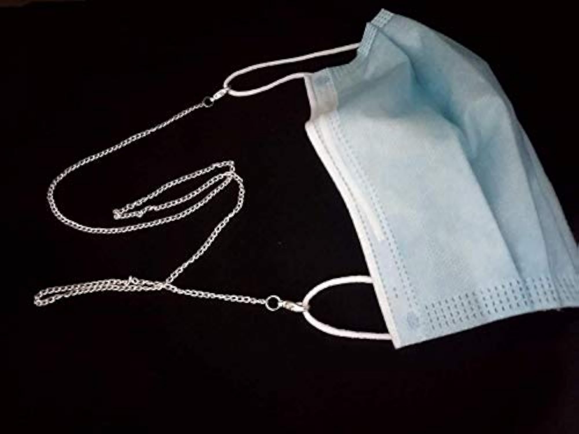 Set of 3 Silver & Pearl 22 Inch Mask Chains with Box