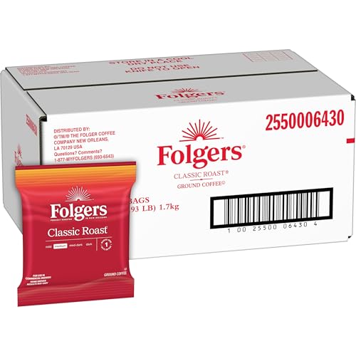 Folgers Classic Roast Coffee Fraction Packs, 1.5 Oz, Pack Of 42 Packs