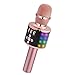 Produktbild Drahtloses Bluetooth-Karaoke-Mikrofon Mit Steuerbaren LED-Leuchten, Tragbarer Karaoke-Maschinenlautsprecher Geburtstagsgeschenk Party-Reisespielzeug Für Android/Iphone/Ipad/Sony/PC (Roségold),Rosa