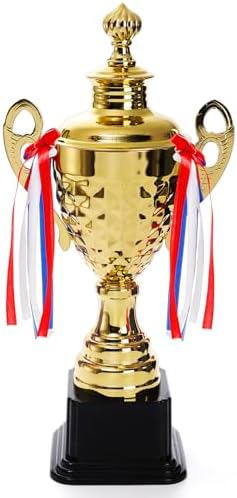 Fasmov Large Trophy Cup for Custom Trophy Keepsake, Gold Award for Sports, Tournaments, Competitions, 14.5 inches