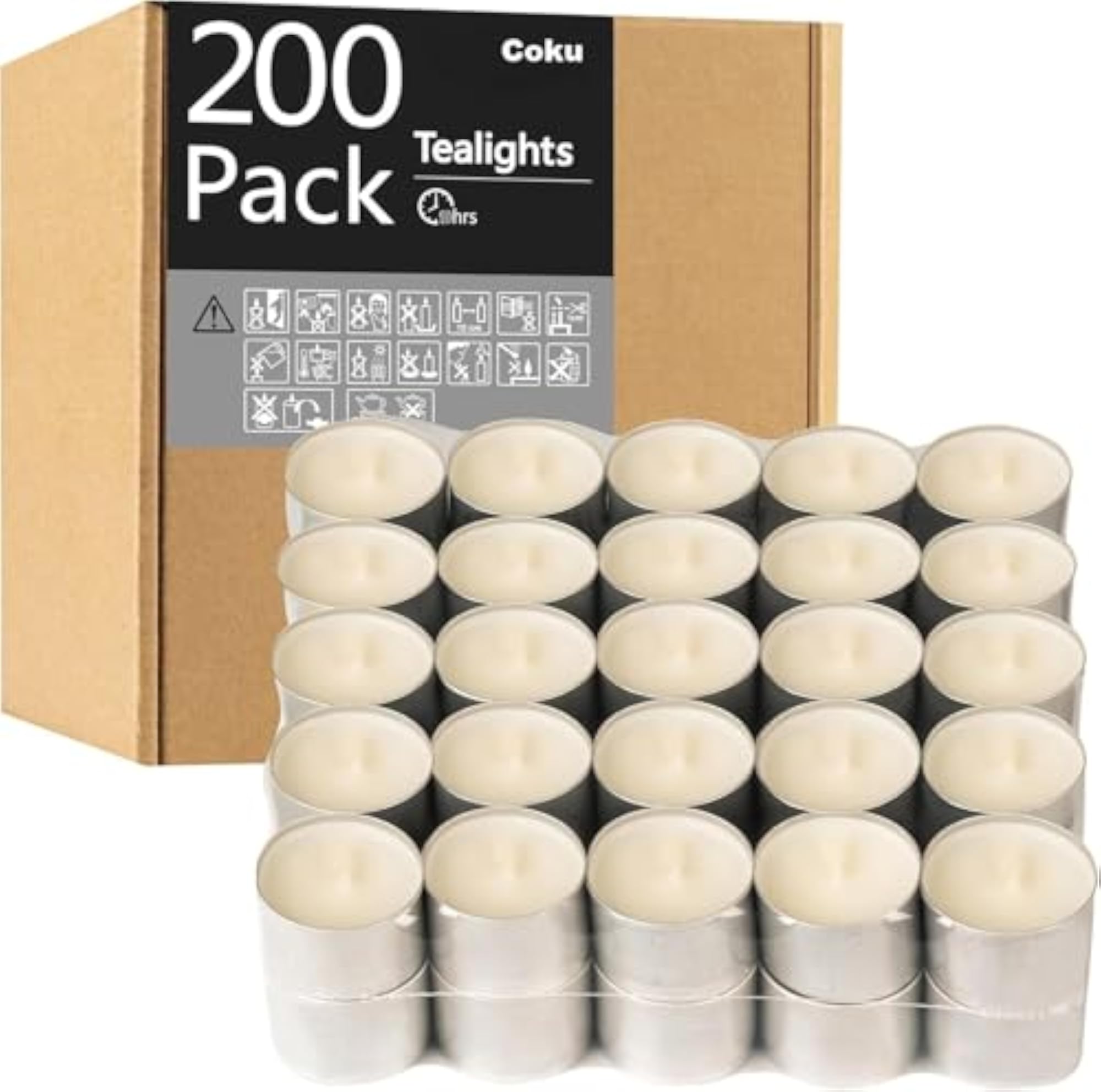 Unscented Wax Tea Light Candles, Bulk Pack