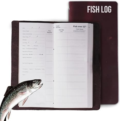 RAW HYD Fishing Log Book for Men - Hand-Stitched Leather Diary & Fishing Journal - Pocket Diary for Men with Environmental Tracking - Adventure Hunting Journal for Men for Recording Catches