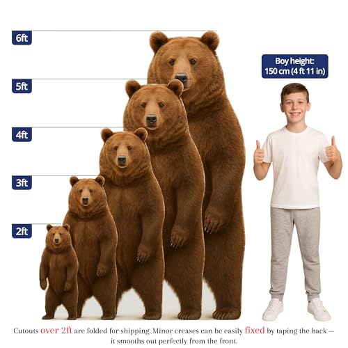Image of Brown Bear Standup - 2FT Life Size Cardboard Cutout - A Fun Animal Standup for Photo Booths, Birthday Parties, and Events