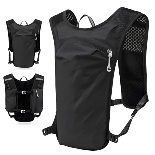 Qixuer Fahrradrucksack, Laufrucksack, Wanderrucksack klein für Outdoor-Wandern, Radwettbewerb, Bergsteiger-Trinkweste, Rucksack, Herren und Damen(Schwarz)