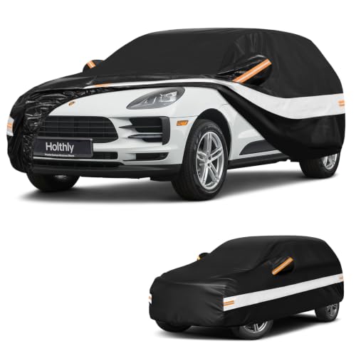 Image of 10 Layers SUV Car Cover Custom Fit for Porsche Macan (2014-2026), Waterproof All Weather for Automobiles, Outdoor Full Cover Sun Rain Dust UV Protection with Cotton. Black