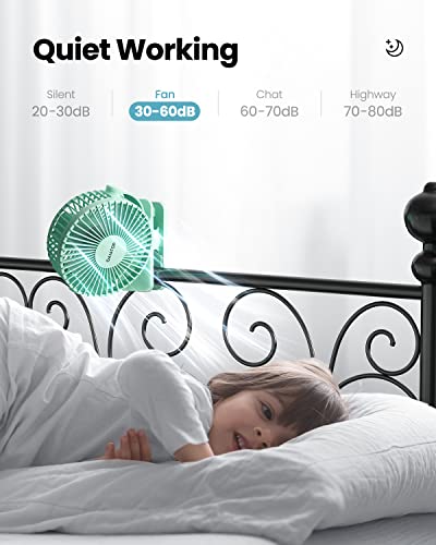 Image of Gaiatop Portable Clip on Fan Battery Operated, Small Powerful 3 Speed Quiet 360 Rotate, USB Rechargeable Mini Personal Cooling Fan for Desk Table Home Office Stroller Camping Women Gifts Green