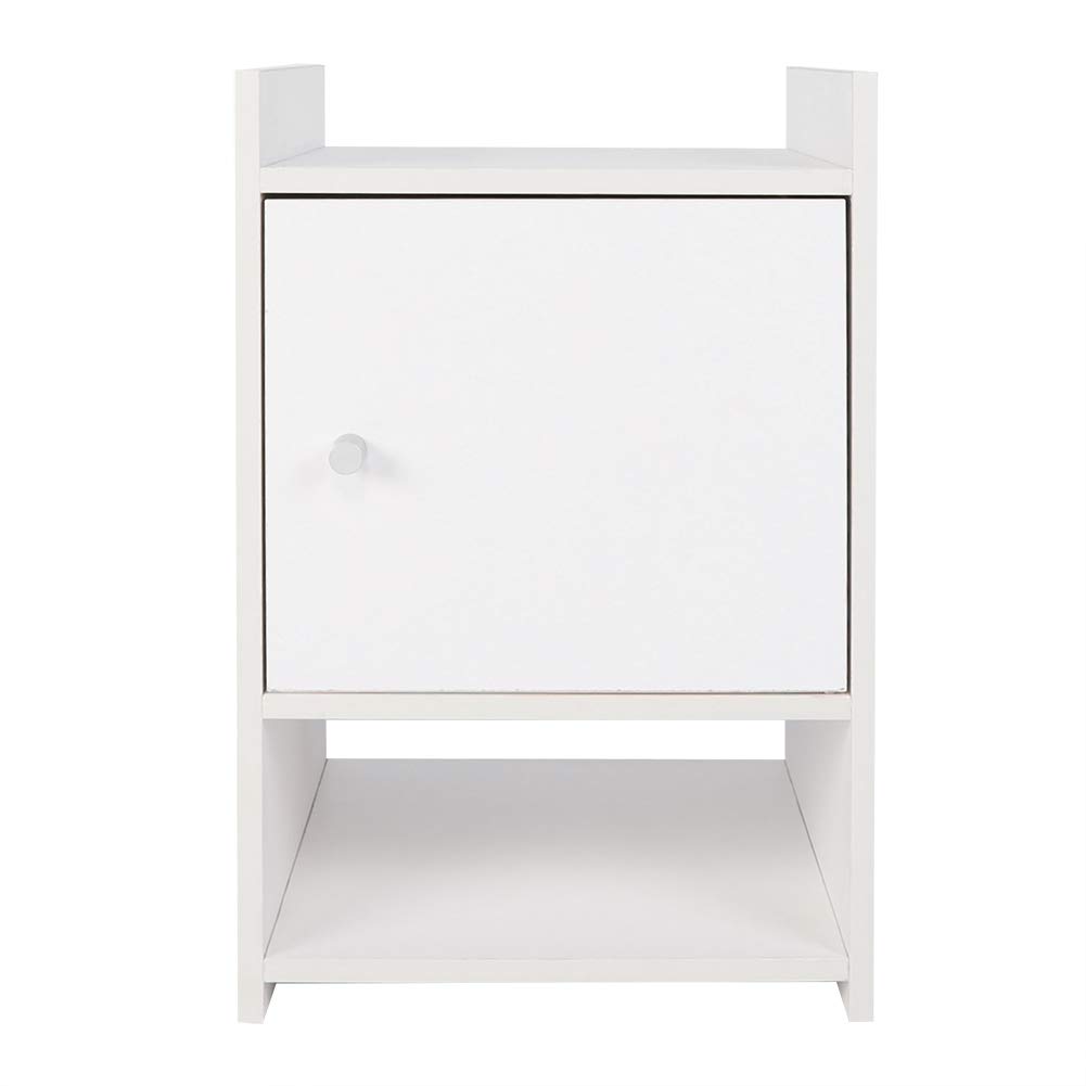 Bedside Table Storage Nightstand, Modern White Lacquered Bedside Table with 1 Drawer and 1 Niche for Bedroom Living Room Bathroom 30x30x47cm