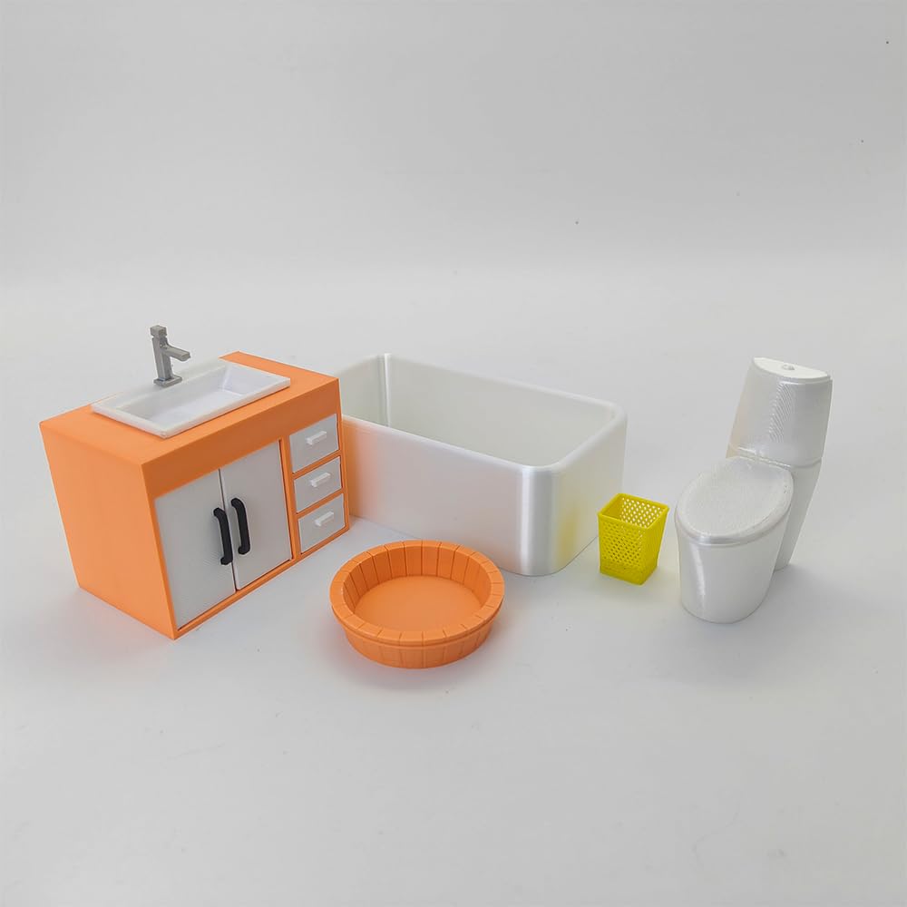 LYTP121003 1/12 geometryczna słodycz wiosna łazienka druk 3D DIY miniaturowe sceny domek dla lalek kreatywne dekoracje pulpit scenariusze mini modele 30 cm BJD OB lalka