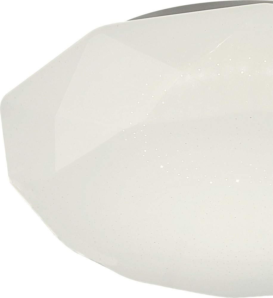 Mantra Iluminación. Modelo DIAMANTE II. Plafón de techo en forma de talla de diamante de 51,5 cm de diámetro en color blanco. Fuente de luz LED de 54W 3000K 3900lm