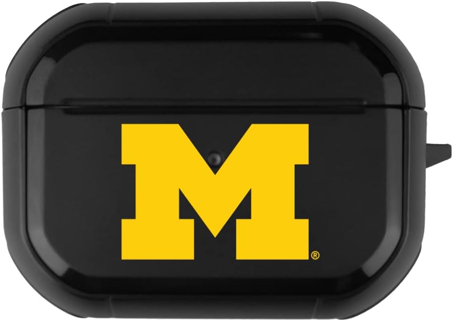 Collegiate Durable Black Cover for Apple AirPods Pro (1st/2nd Generation) Case with Carabiner – Michigan Wolverines