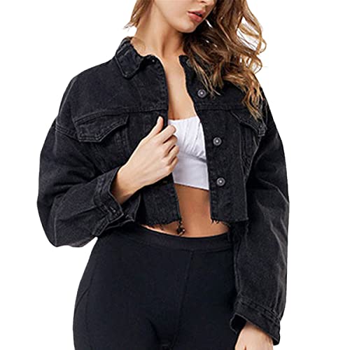 Blouson aviateur femme en jean noir pour sublimer vos tenues urbaines et sorties décontractées