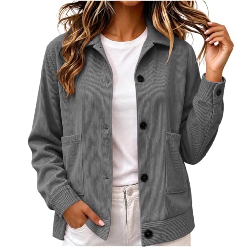 Corduroy Jacket Women Button Down Casual Collared Shirt Cropped Shacket - image 1