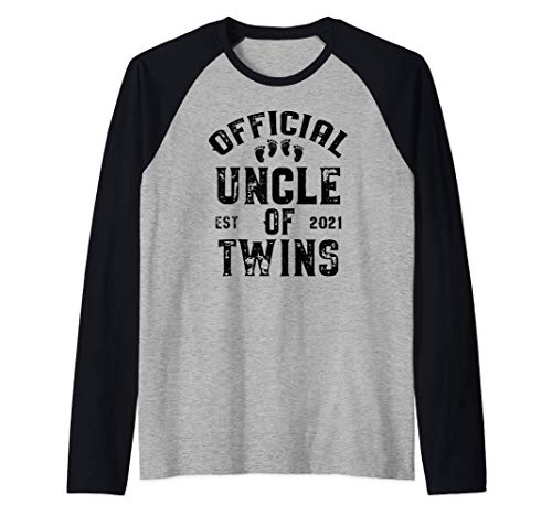 Official Uncle of Twins est 2021 Father's Day Gift Maglia con Maniche Raglan