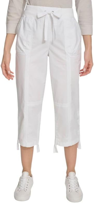 Calvin Klein Women's Convertible Cargo Capri Pants (White, X-Large)