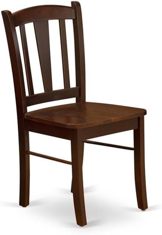 Pemberly Row Contemporary Wood Dining Chairs, 39 in x 19 in x 11 in, Mahogany Finish, Set of 2, Solid Asian Hardwood Construction, Stylish Back and Legs, Comfortable Seating for Kitchen or Dining Room