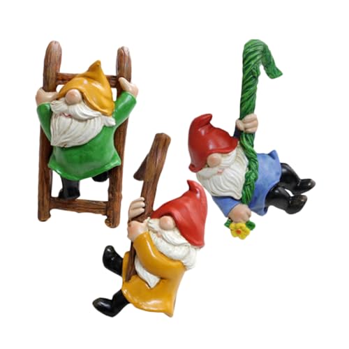 Kisangel 3piezas Colgantes De Duende De Jardín Adornos De Enano para Exterior Interior Decoración De Paisaje Esculturas De Duendes para Jardín y Patio