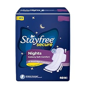 Stayfree Secure Night 320 mm (40 Napkins) Sanitary Pads for Women, up to 100% leakage protection, Cottony Soft