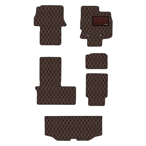 [次世代レザーマット]Aviles ダイハツ 互換品 タント タントカスタム LA650S LA660S フロアマット + トランクマット(ラゲッジマット)(03:後期 運転席ロングスライド有, 07:カーボン柄 × 焦げ茶)