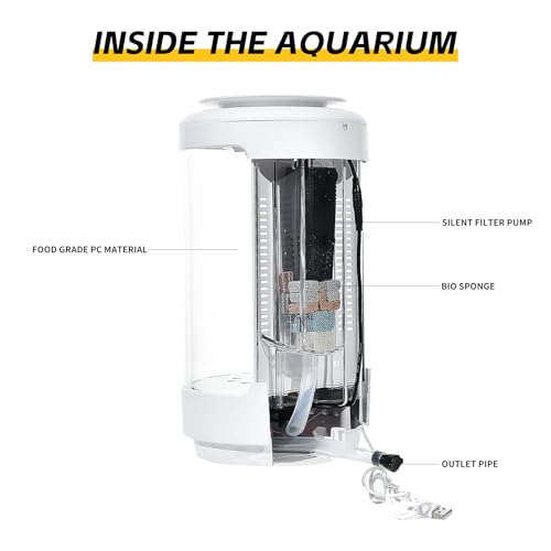 Image of Small Fish Tank 1.2 Gallon Aquarium Starter Kit Desktop Mini Fish Bowl Small Betta Fish Tank with Plant Pot (Forest)