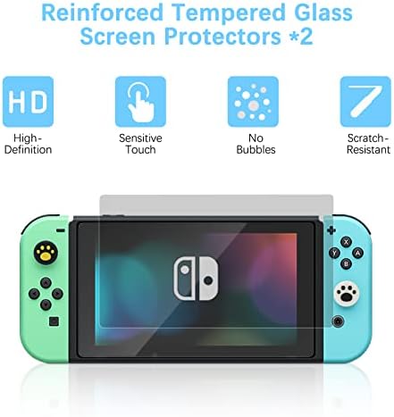 Aceshop Case Compatible with Nintendo Switch OLED, 16 in 1Nintendo Switch OLED Accessories Kit for Screen Protector Thumb Grip Caps Headphones Touch Screen Stylus USB Cable Protective Case Cover