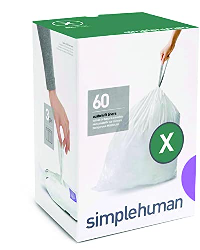 Image of simplehuman Code X Custom Fit Drawstring Trash Bags in Dispenser Packs, 30 Liter / 8 Gallon, White - 240 Liners