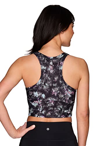 Rbx Women's Sports Bra Top, Racerback Shelf Bra Tank Top Soft Black Floral S #TOP2