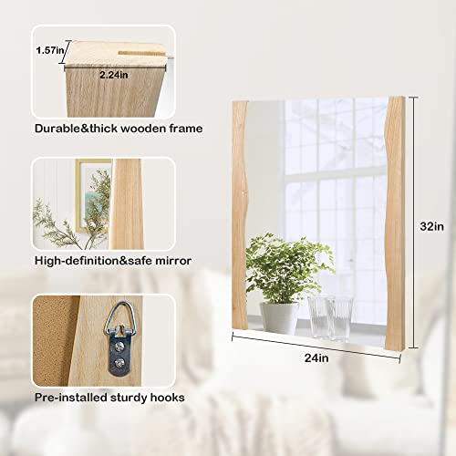 Tanmicoshomy YM001 Natural Wood Mirror 24X32 Inch thumb #2